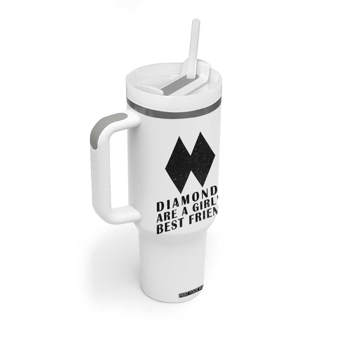 Funny Skiing Snowboarding Tumbler With Handle Diamonds Are A Girls Best Friend TS11 Print Your Wear