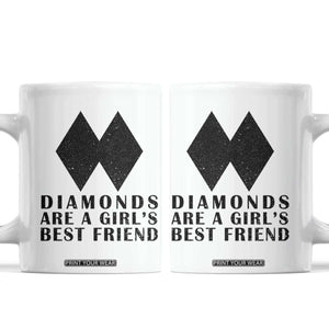 Funny Skiing Snowboarding Coffee Mug Diamonds Are A Girls Best Friend TS11 White Print Your Wear