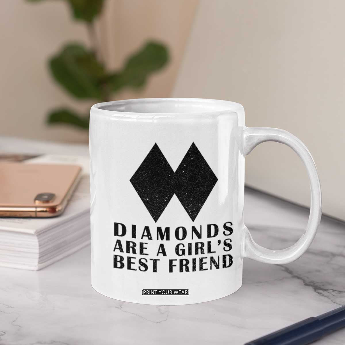 Funny Skiing Snowboarding Coffee Mug Diamonds Are A Girls Best Friend TS11 Print Your Wear