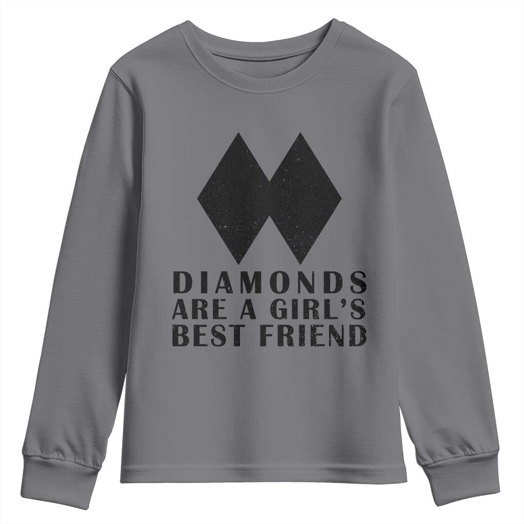 Funny Skiing Snowboarding Youth Sweatshirt Diamonds Are A Girls Best Friend TS11 Charcoal Print Your Wear