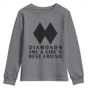 Funny Skiing Snowboarding Youth Sweatshirt Diamonds Are A Girls Best Friend TS11 Charcoal Print Your Wear
