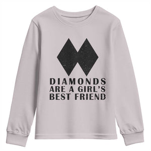 Funny Skiing Snowboarding Youth Sweatshirt Diamonds Are A Girls Best Friend TS11 Ice Gray Print Your Wear