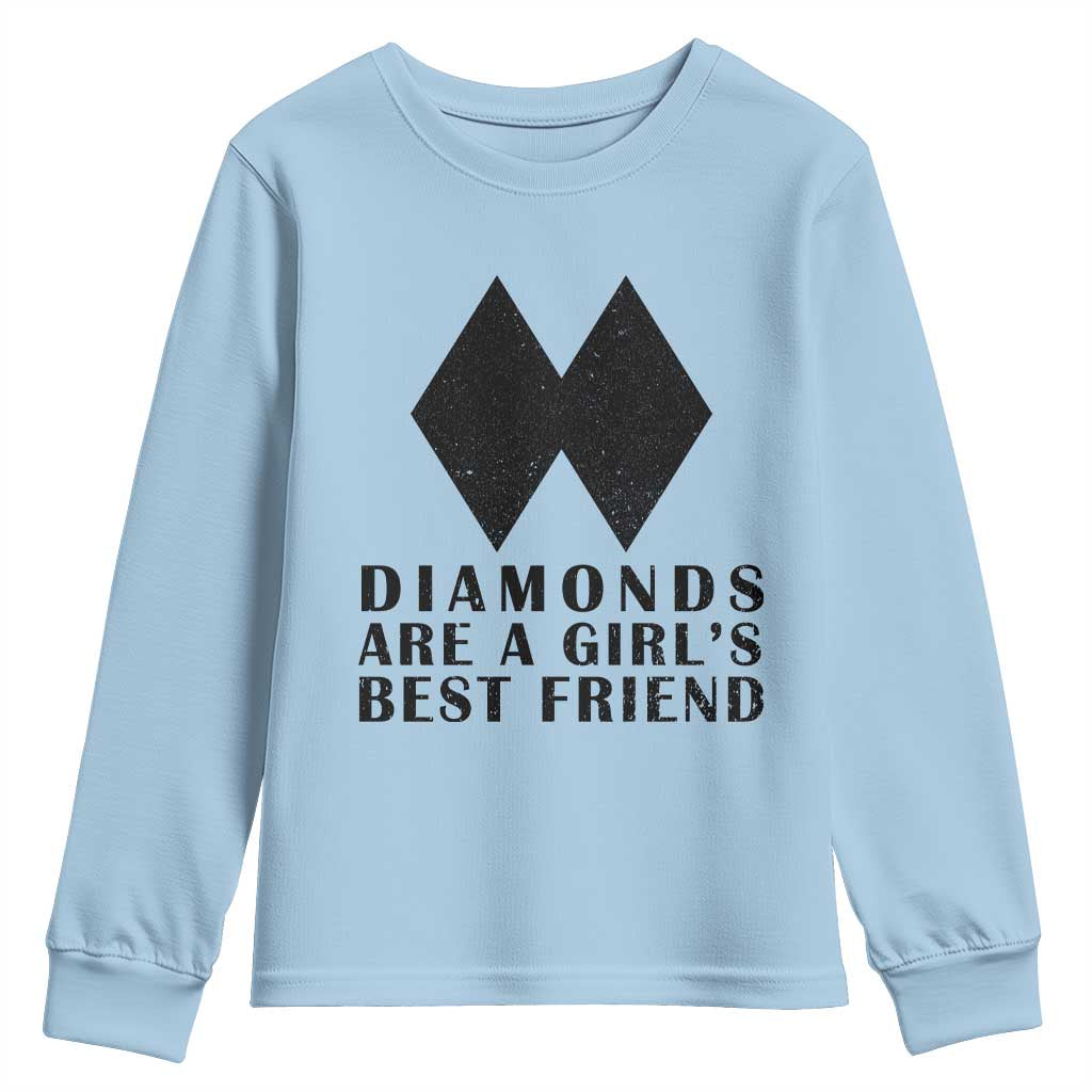 Funny Skiing Snowboarding Youth Sweatshirt Diamonds Are A Girls Best Friend TS11 Light Blue Print Your Wear