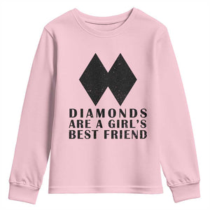 Funny Skiing Snowboarding Youth Sweatshirt Diamonds Are A Girls Best Friend TS11 Light Pink Print Your Wear