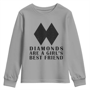 Funny Skiing Snowboarding Youth Sweatshirt Diamonds Are A Girls Best Friend TS11 Sport Gray Print Your Wear