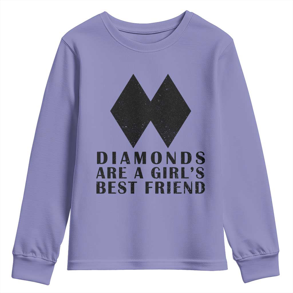 Funny Skiing Snowboarding Youth Sweatshirt Diamonds Are A Girls Best Friend TS11 Violet Print Your Wear