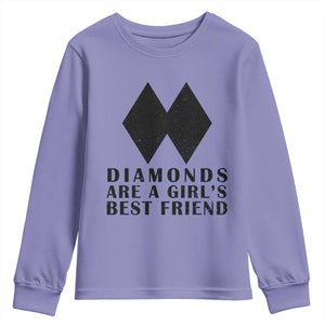 Funny Skiing Snowboarding Youth Sweatshirt Diamonds Are A Girls Best Friend TS11 Violet Print Your Wear