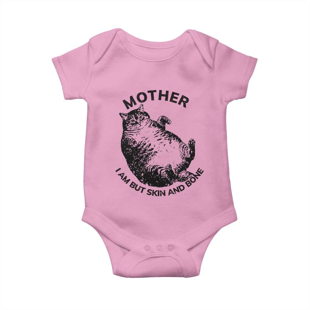 Funny Cat Mother I Am But Skin And Bone Baby Onesie TS11 Light Pink Print Your Wear