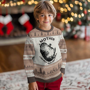 Funny Cat Mother I Am But Skin And Bone Ugly Christmas Sweater TS11 Mocha Mousse Print Your Wear