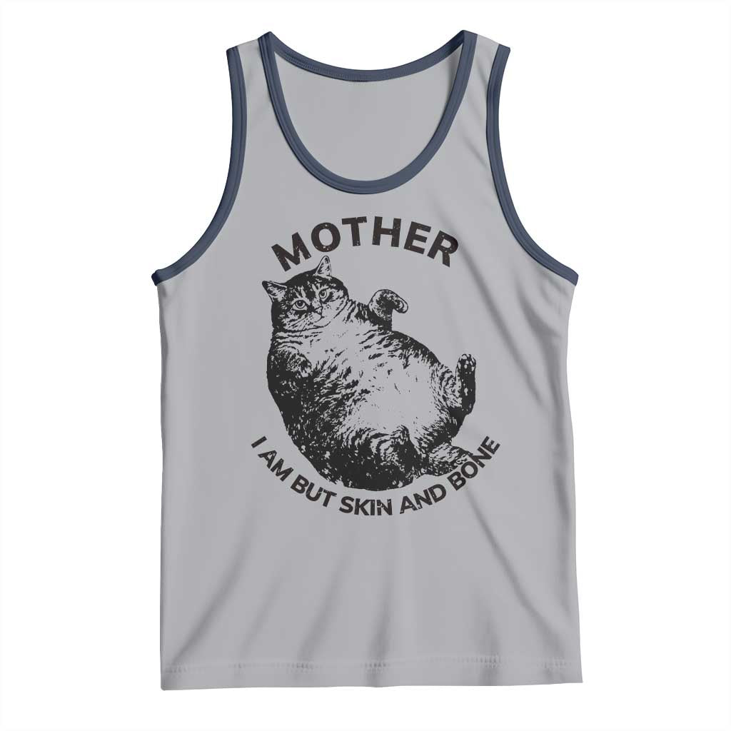 Funny Cat Mother I Am But Skin And Bone Tank Top TS11 Athletic Heather Navy Print Your Wear