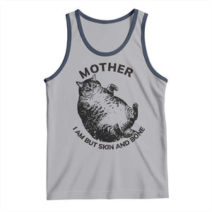 Funny Cat Mother I Am But Skin And Bone Tank Top TS11 Athletic Heather Navy Print Your Wear