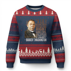 Booker Taliaferro Washington Ugly Christmas Sweater A Lie Doesn't Become Truth Black History Month TS11 Navy Red Print Your Wear