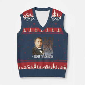 Booker Taliaferro Washington V-Neck Knit Sweater Vest A Lie Doesn't Become Truth Black History Month TS11 Navy Red Print Your Wear