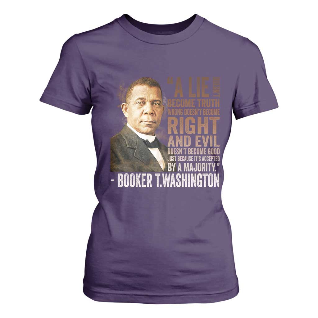 Booker Taliaferro Washington T Shirt For Women A Lie Doesn't Become Truth Black History Month TS11 Purple Print Your Wear