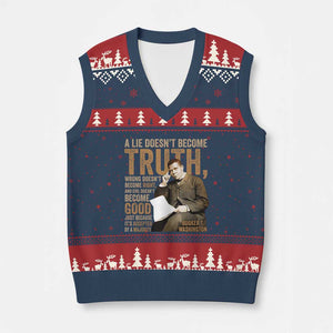 Booker Taliaferro Washington V-Neck Knit Sweater Vest A Lie Doesnt Become Truth Wrong Doesnt Become Right TS11 Navy Red Print Your Wear