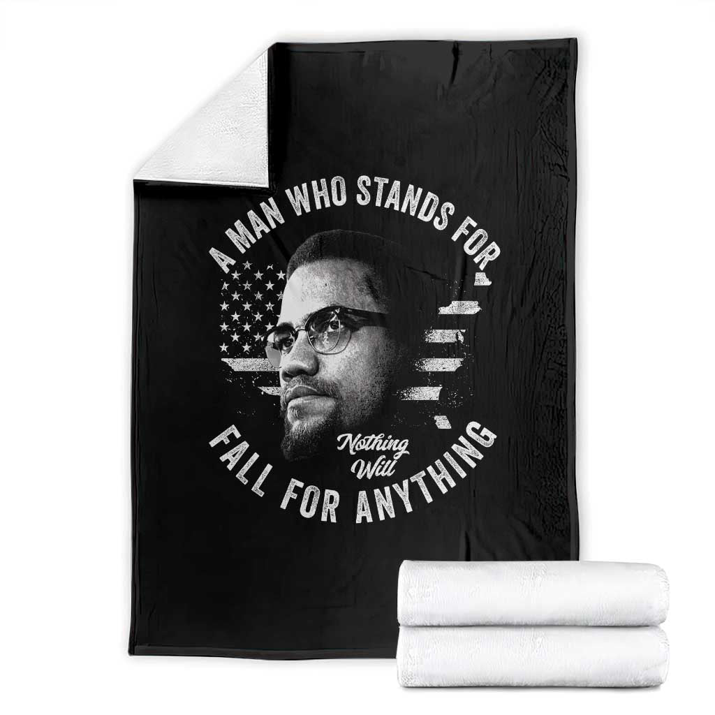 Malcolm X Throw Blanket A Man Who Stands For Nothing Will Fall For Anything American Flag TS11 Black Print Your Wear