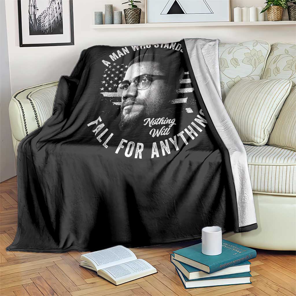 Malcolm X Throw Blanket A Man Who Stands For Nothing Will Fall For Anything American Flag TS11 Print Your Wear