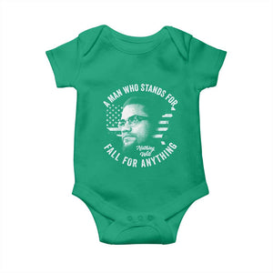 Malcolm X Baby Onesie A Man Who Stands For Nothing Will Fall For Anything American Flag TS11 Irish Green Print Your Wear
