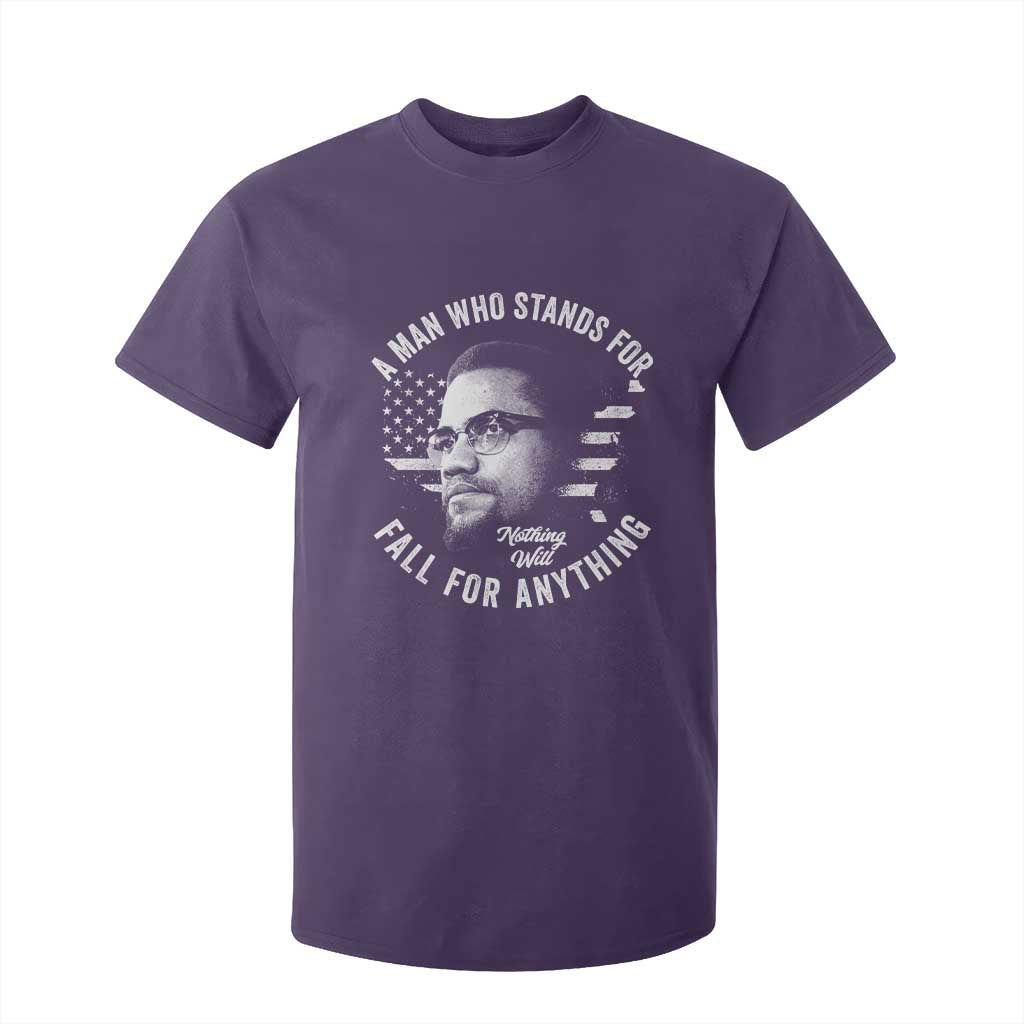 Malcolm X T Shirt For Kid A Man Who Stands For Nothing Will Fall For Anything American Flag TS11 Purple Print Your Wear