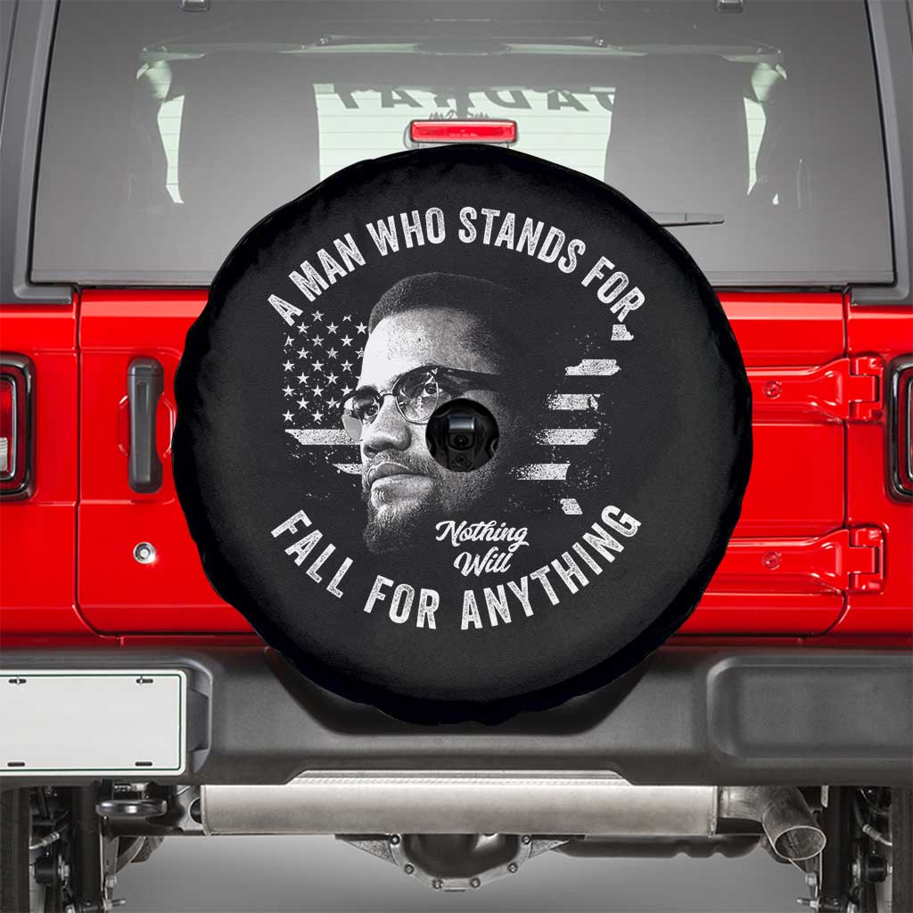 Malcolm X Spare Tire Cover A Man Who Stands For Nothing Will Fall For Anything American Flag TS11 Black Print Your Wear