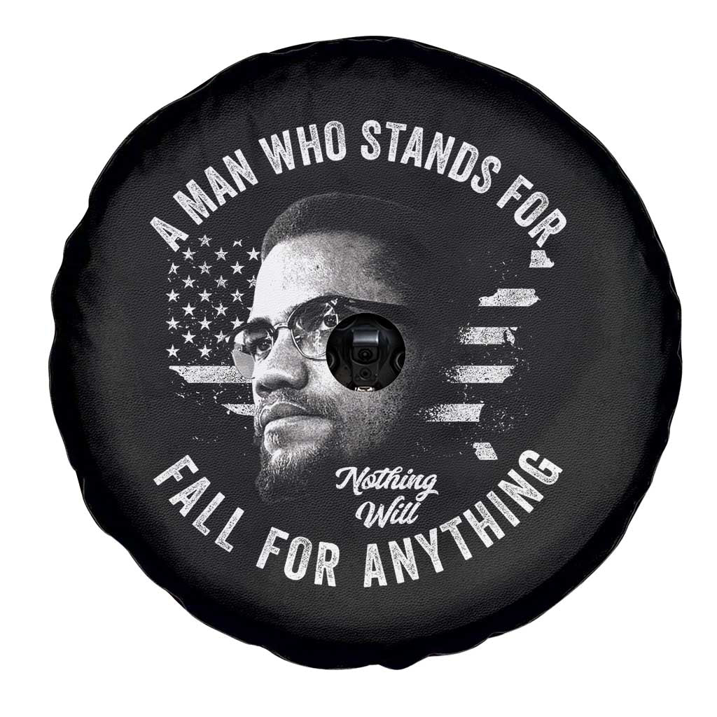 Malcolm X Spare Tire Cover A Man Who Stands For Nothing Will Fall For Anything American Flag TS11 Print Your Wear