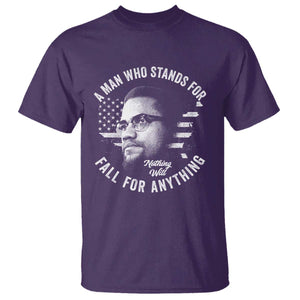 Malcolm X T Shirt A Man Who Stands For Nothing Will Fall For Anything American Flag TS11 Purple Print Your Wear