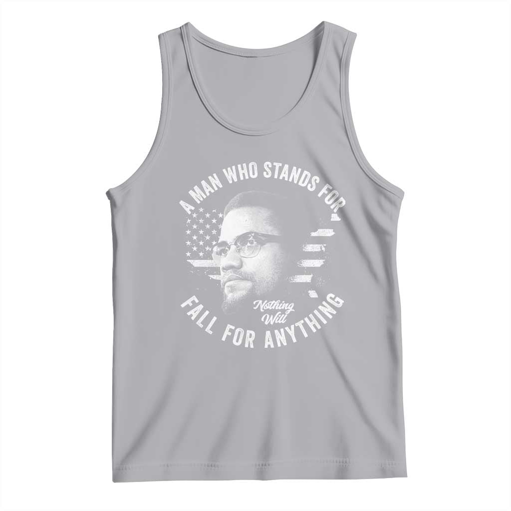 Malcolm X Tank Top A Man Who Stands For Nothing Will Fall For Anything American Flag TS11 Athletic Heather Print Your Wear