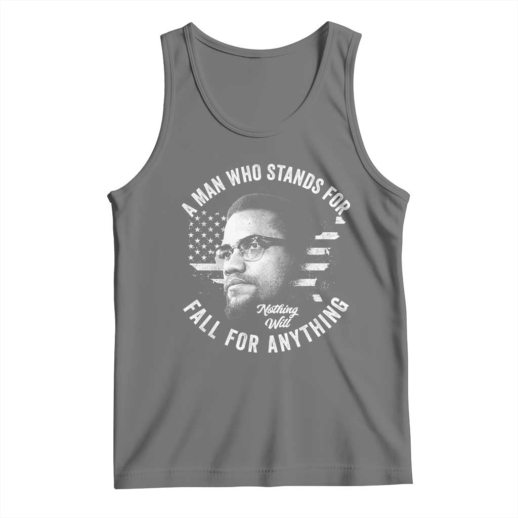 Malcolm X Tank Top A Man Who Stands For Nothing Will Fall For Anything American Flag TS11 Black Heather Print Your Wear
