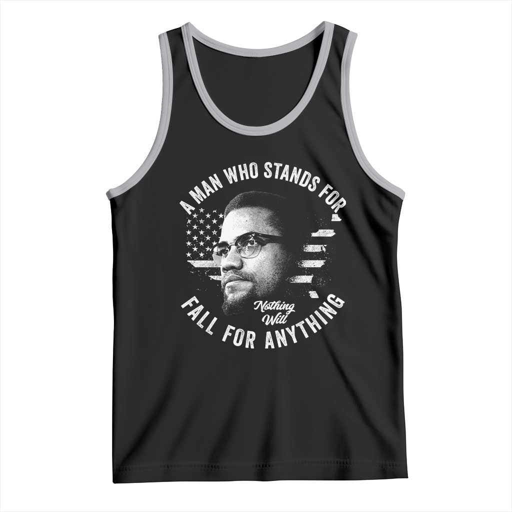 Malcolm X Tank Top A Man Who Stands For Nothing Will Fall For Anything American Flag TS11 Black Athletic Heather Print Your Wear