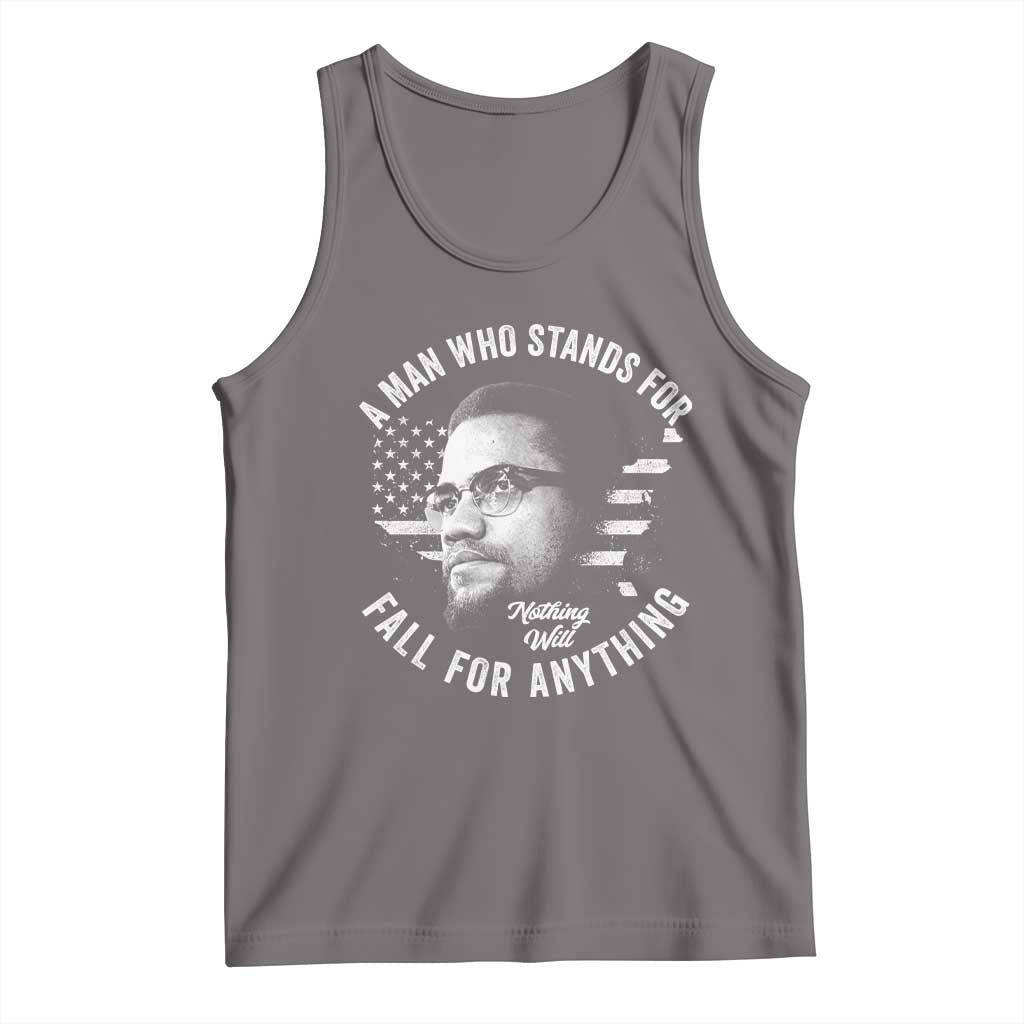 Malcolm X Tank Top A Man Who Stands For Nothing Will Fall For Anything American Flag TS11 Deep Heather Print Your Wear