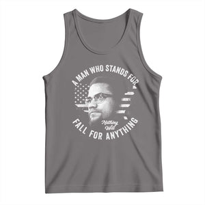 Malcolm X Tank Top A Man Who Stands For Nothing Will Fall For Anything American Flag TS11 Deep Heather Print Your Wear