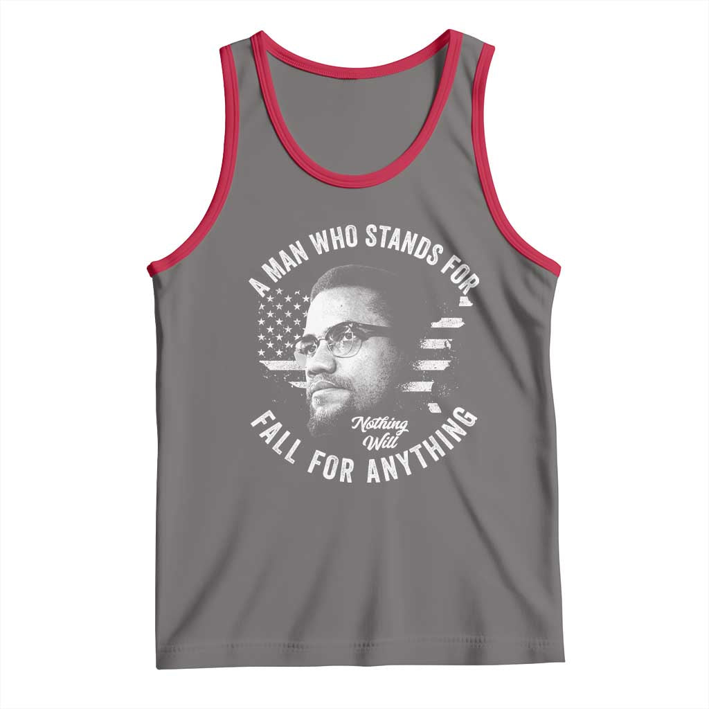Malcolm X Tank Top A Man Who Stands For Nothing Will Fall For Anything American Flag TS11 Deep Heather Red Print Your Wear