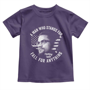 Malcolm X Toddler T Shirt A Man Who Stands For Nothing Will Fall For Anything American Flag TS11 Purple Print Your Wear