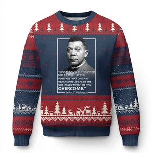 Booker Taliaferro Washington Ugly Christmas Sweater Success Is To Be Measured Not So Much By The Position That One Has Reached TS11 Navy Red Print Your Wear