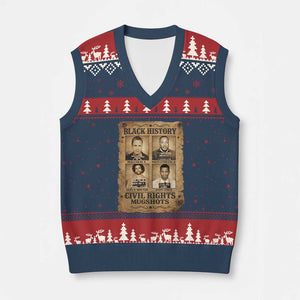 Black History Civil Rights Mugshots V-Neck Knit Sweater Vest Malcolm X MLK John Lewis Huey P Newton TS11 Navy Red Print Your Wear