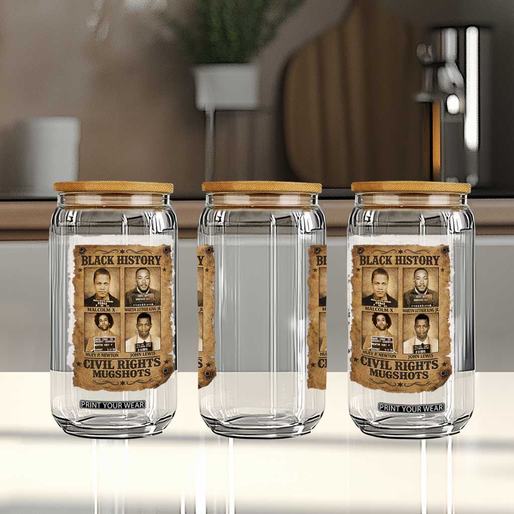 Black History Civil Rights Mugshots Glass Can Malcolm X MLK John Lewis Huey P Newton TS11 Print Your Wear
