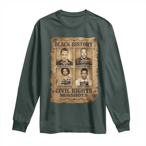 Black History Civil Rights Mugshots Long Sleeve Shirt Malcolm X MLK John Lewis Huey P Newton TS11 Dark Forest Green Print Your Wear