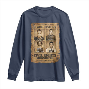 Black History Civil Rights Mugshots Long Sleeve Shirt Malcolm X MLK John Lewis Huey P Newton TS11 Navy Print Your Wear