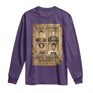 Black History Civil Rights Mugshots Long Sleeve Shirt Malcolm X MLK John Lewis Huey P Newton TS11 Purple Print Your Wear