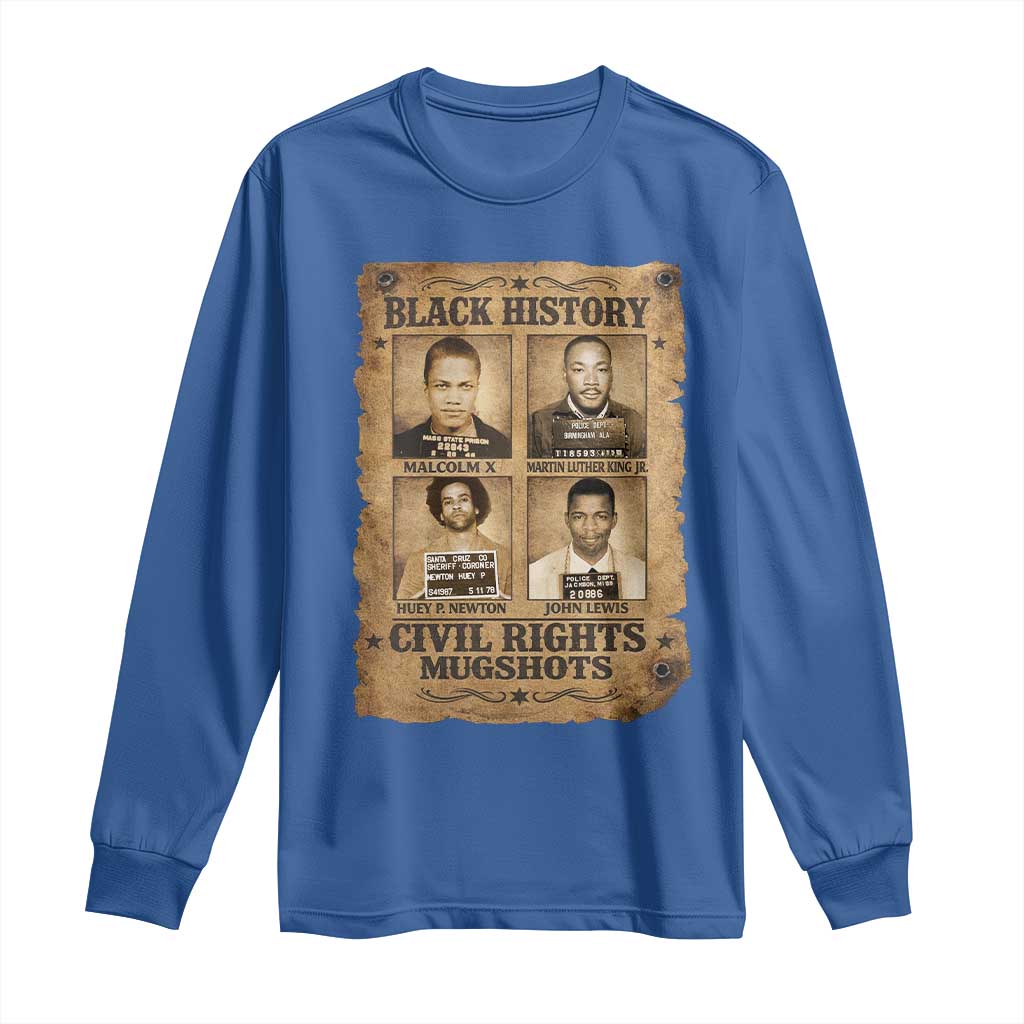 Black History Civil Rights Mugshots Long Sleeve Shirt Malcolm X MLK John Lewis Huey P Newton TS11 Royal Blue Print Your Wear