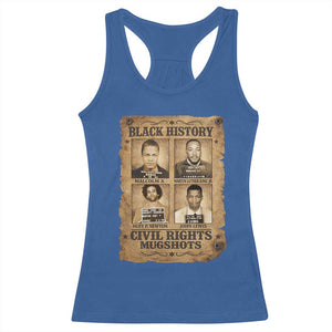 Black History Civil Rights Mugshots Racerback Tank Top Malcolm X MLK John Lewis Huey P Newton TS11 Royal Blue Print Your Wear