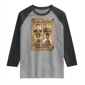 Black History Civil Rights Mugshots Raglan Shirt Malcolm X MLK John Lewis Huey P Newton TS11 Sport Gray Black Print Your Wear