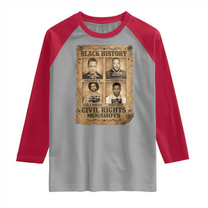 Black History Civil Rights Mugshots Raglan Shirt Malcolm X MLK John Lewis Huey P Newton TS11 Sport Gray Red Print Your Wear