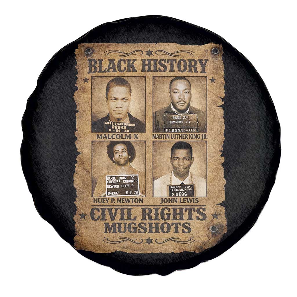 Black History Civil Rights Mugshots Spare Tire Cover Malcolm X MLK John Lewis Huey P Newton TS11 Print Your Wear