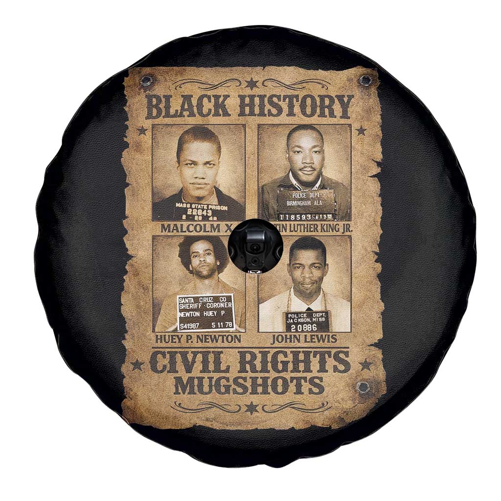 Black History Civil Rights Mugshots Spare Tire Cover Malcolm X MLK John Lewis Huey P Newton TS11 Print Your Wear