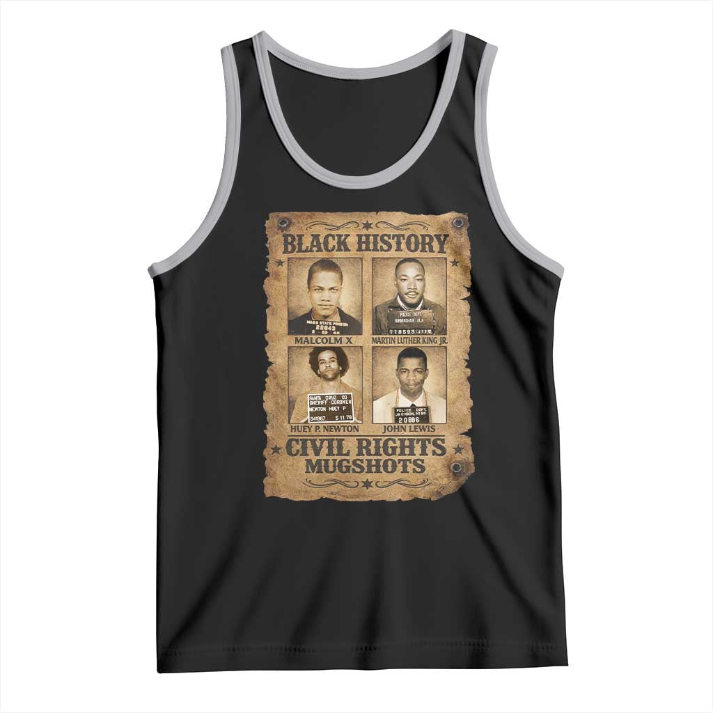 Black History Civil Rights Mugshots Tank Top Malcolm X MLK John Lewis Huey P Newton TS11 Black Athletic Heather Print Your Wear
