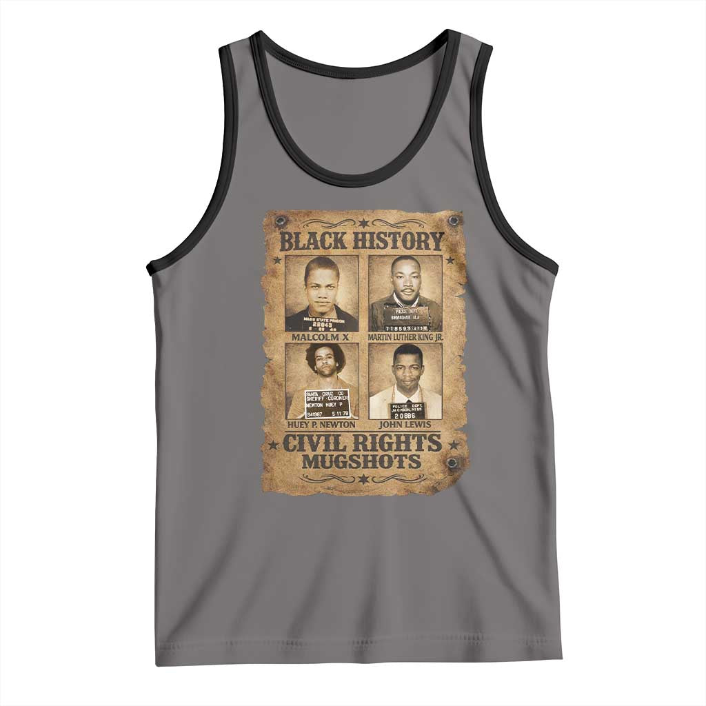 Black History Civil Rights Mugshots Tank Top Malcolm X MLK John Lewis Huey P Newton TS11 Deep Heather Black Print Your Wear