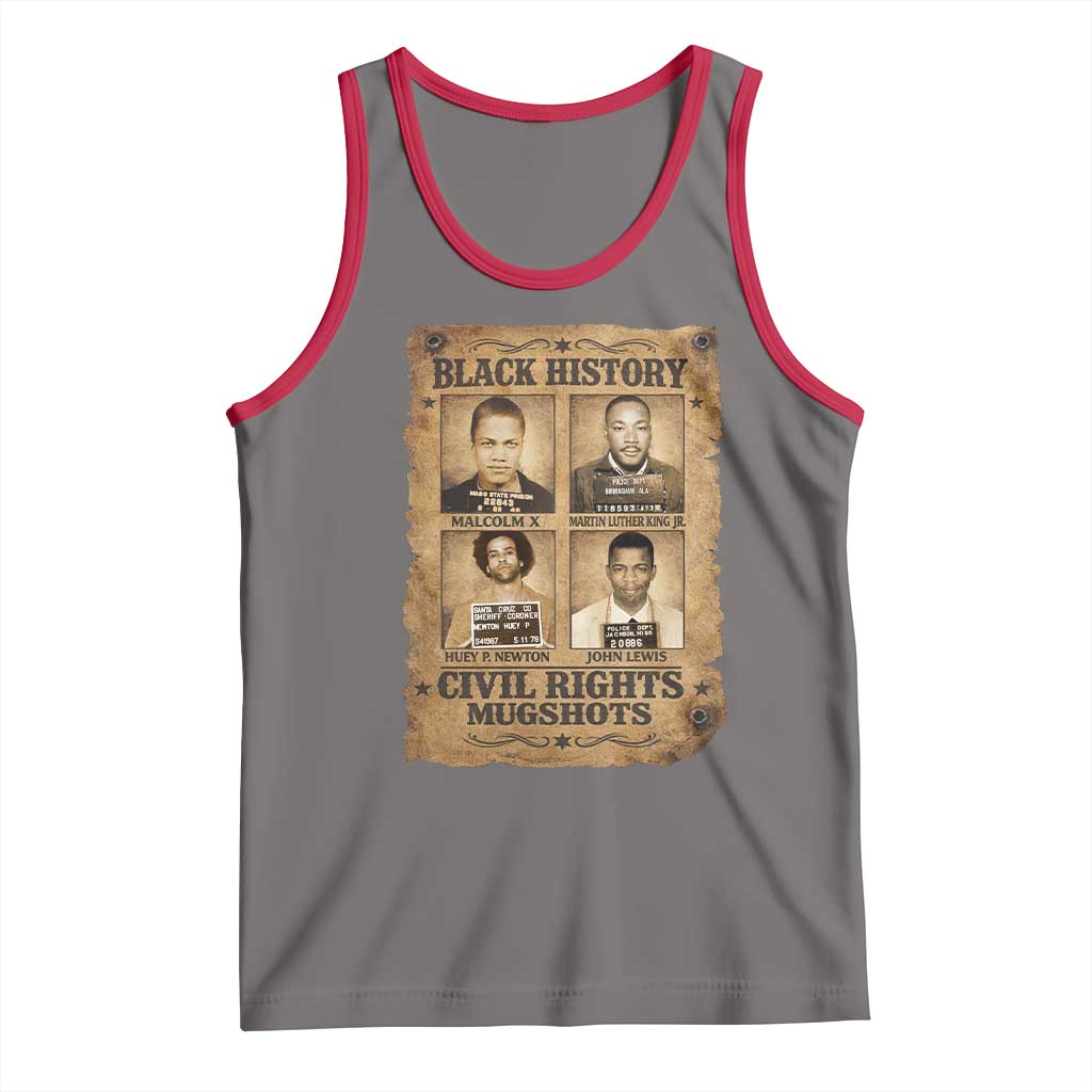 Black History Civil Rights Mugshots Tank Top Malcolm X MLK John Lewis Huey P Newton TS11 Deep Heather Red Print Your Wear