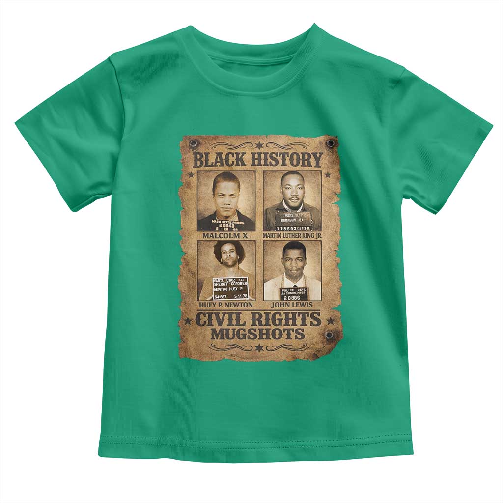 Black History Civil Rights Mugshots Toddler T Shirt Malcolm X MLK John Lewis Huey P Newton TS11 Irish Green Print Your Wear