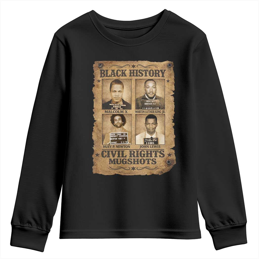 Black History Civil Rights Mugshots Youth Sweatshirt Malcolm X MLK John Lewis Huey P Newton TS11 Black Print Your Wear